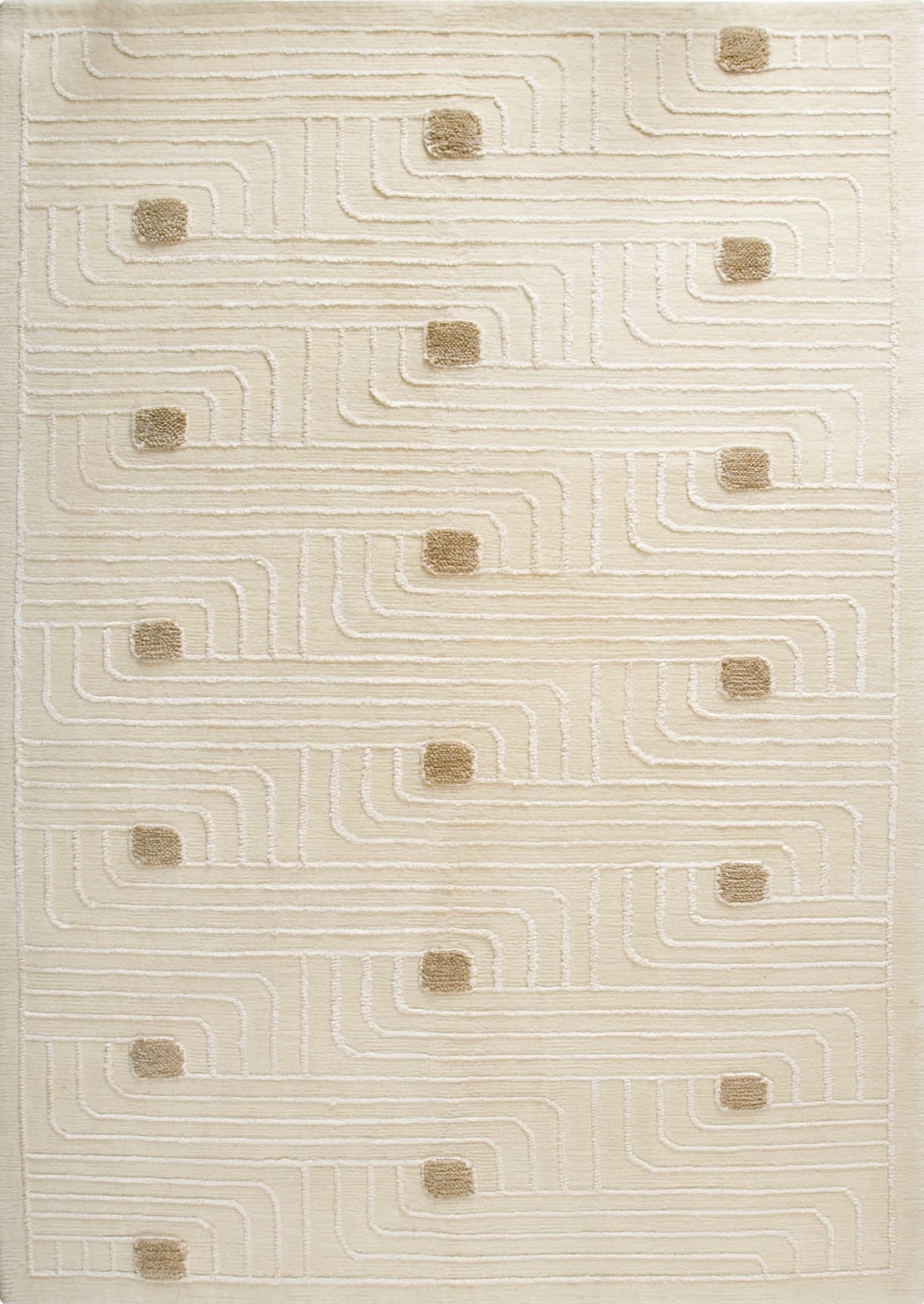 Hand Knotted Pico Verona Geometric Contemporary White Area Rug Carpet