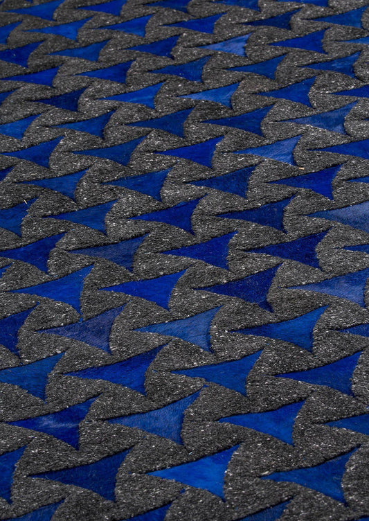 Luxury Geometric Contemporary Handmade Leather Tufted Rio Adhara Blue/Indigo Area Rug Carpet