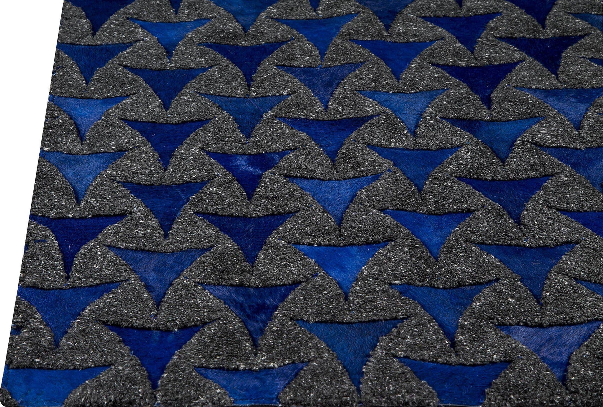 Luxury Geometric Contemporary Handmade Leather Tufted Rio Adhara Blue/Indigo Area Rug Carpet