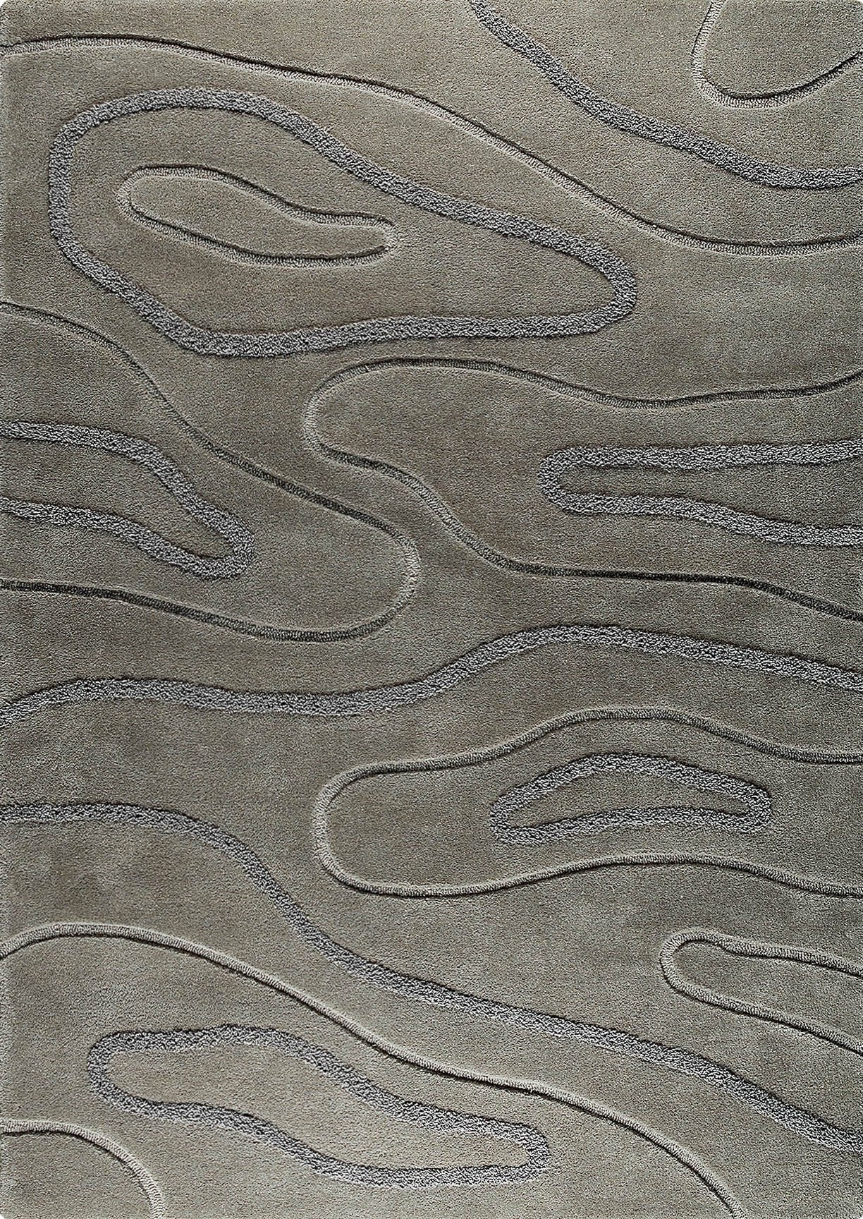Contemporary Abstract High-Low Hand Tufted Blanc Agra Grey Area Rug Carpet