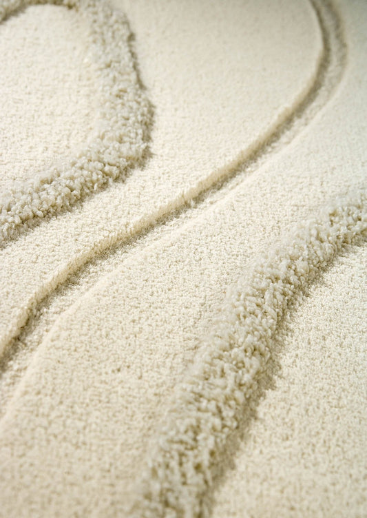 Contemporary Abstract High-Low Hand Tufted Blanc Agra White Area Rug Carpet