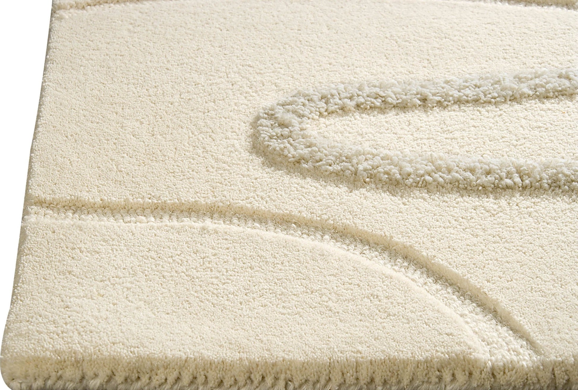 Contemporary Abstract High-Low Hand Tufted Blanc Agra White Area Rug Carpet
