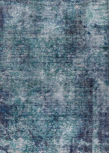 Silky Contemporary Texture Shah Akron Aqua/Blue Area Rug Carpet