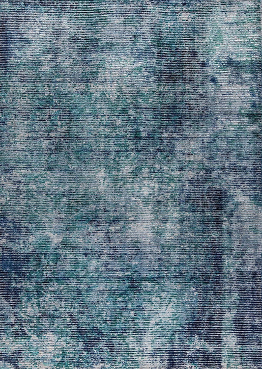 Silky Contemporary Texture Shah Akron Aqua/Blue Area Rug Carpet