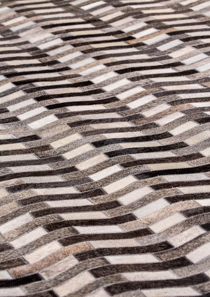 Luxury Geometric Contemporary Handmade Leather Gau Algedi Grey Area Rug Carpet, luxury area rug, contemporary area rug, handmade rugs, leather area rugs, beige area rugs, brown area rugs