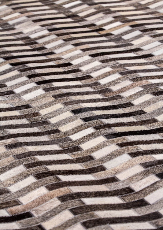 Luxury Geometric Contemporary Handmade Leather Gau Algedi Grey Area Rug Carpet, luxury area rug, contemporary area rug, handmade rugs, leather area rugs, beige area rugs, brown area rugs
