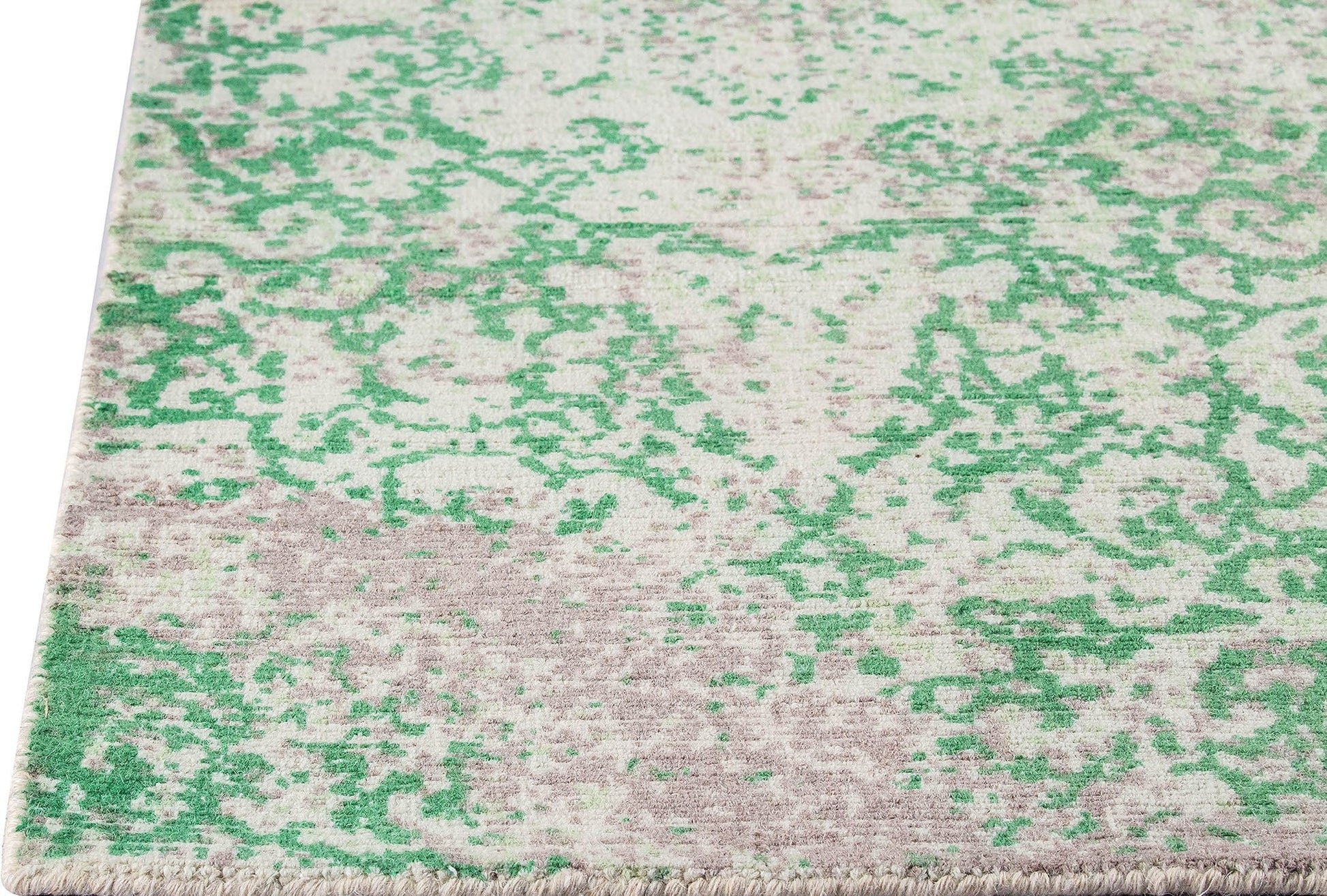 Contemporary Abstract Floral Nile Arvada Green Wool Area Rug Carpet