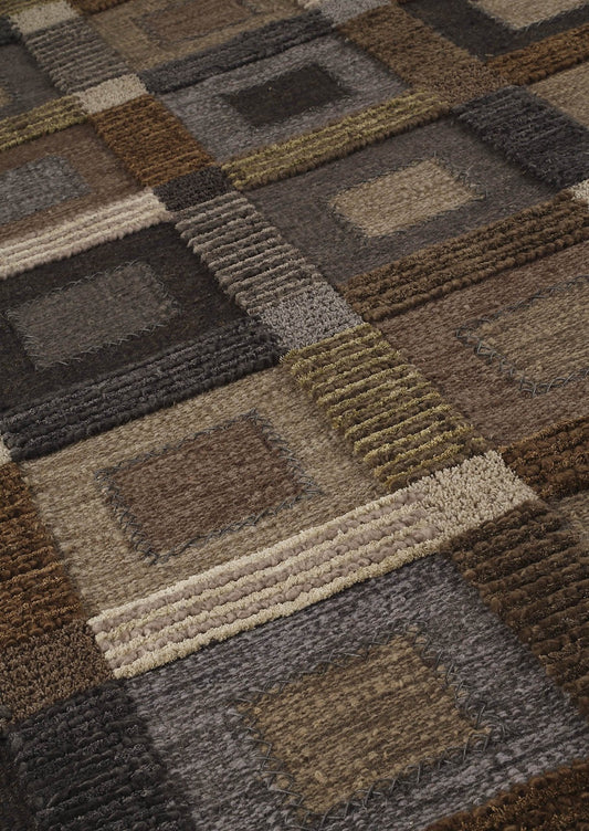 Hand Woven Colorful Geometric Surface Big Box Grey Area Rug Carpet