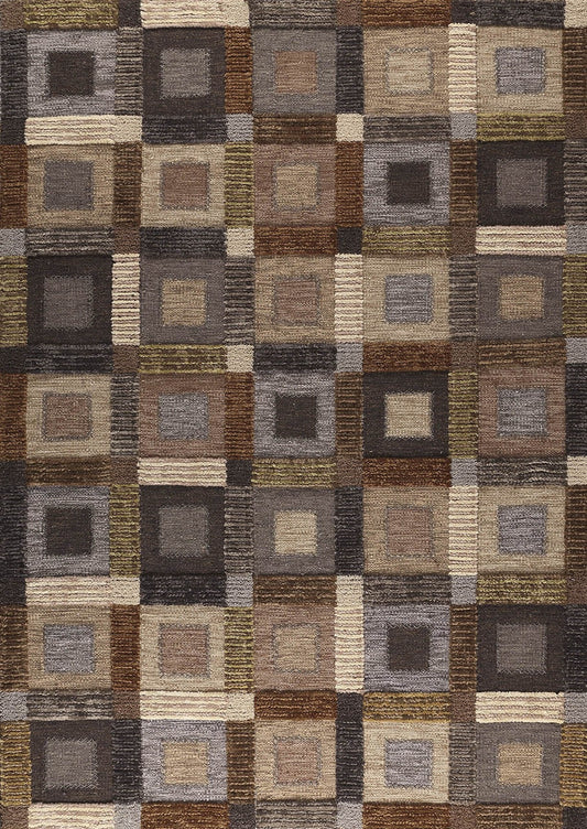 Hand Woven Colorful Geometric Surface Big Box Grey Area Rug Carpet