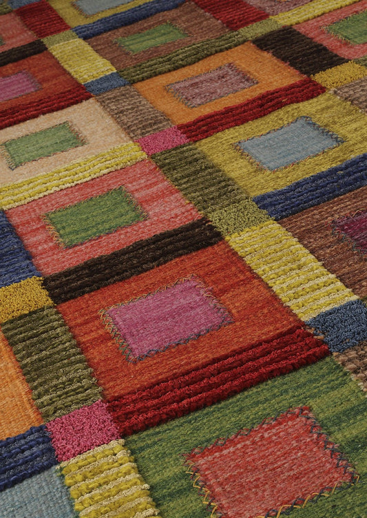 Hand Woven Colorful Geometric Surface Big Box Multi Area Rug Carpet
