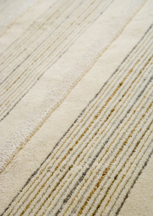 Hand Knotted Pico Boston Stria Carpetted Contemporary White Area Rug carpet