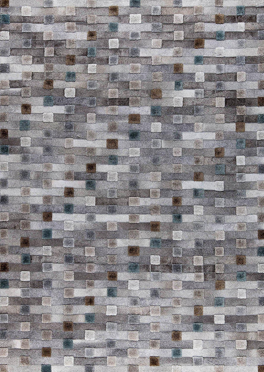 Luxury Geometric Contemporary Handmade Leather Tufted Rio Canopus Natural/Multi Area Rug Carpet
