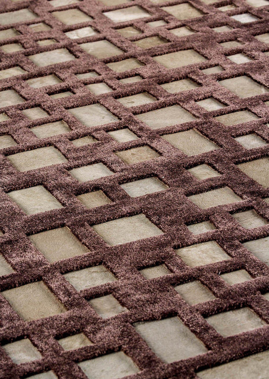 Luxury Abstract Geometric Contemporary Handmade Leather Tufted Rio Capella Beige/Brown Area Rug Carpet,safari area rug