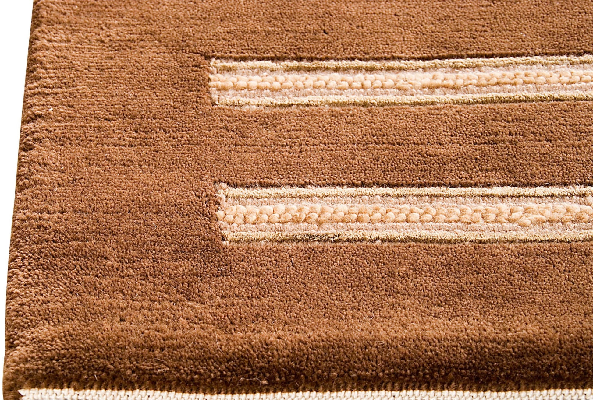 Hand Knotted Striated Pico Chicago Brown Area Rug Carpet