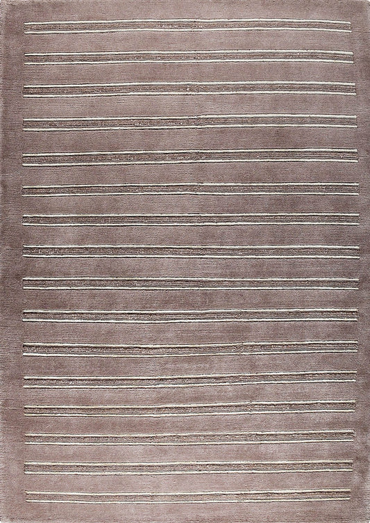 Hand Knotted Striated Pico Chicago Grey Area Rug Carpet