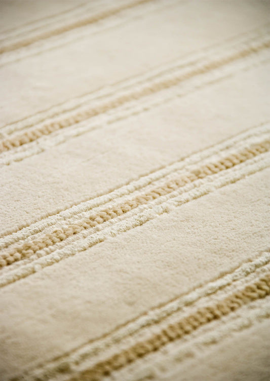 Hand Knotted Striated Pico Chicago White Area Rug Carpet