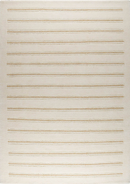 Hand Knotted Striated Pico Chicago White Area Rug Carpet