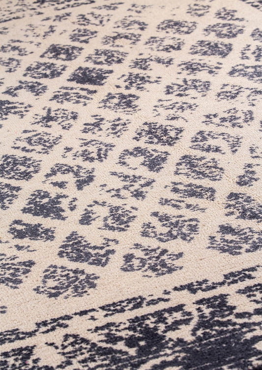 Modern Contemporary Geometric Abstract Border Mariam Corona Charcoal/Grey Wool Area Rug Carpet