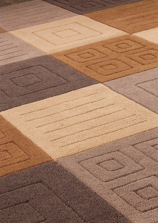 Geo Play Hand Tufted Catena Cuadro Grey/Beige Area Rug Carpet