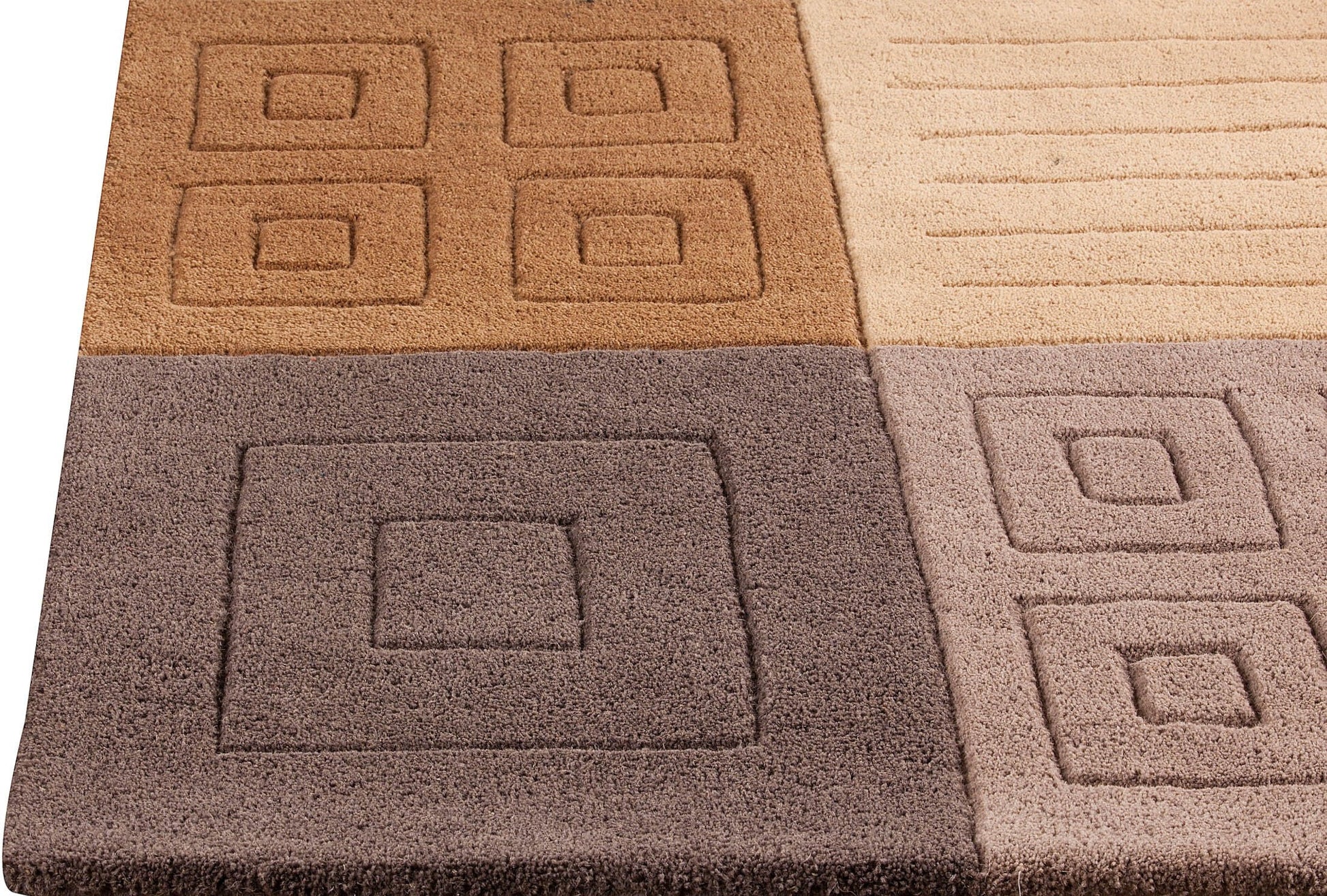 Geo Play Hand Tufted Catena Cuadro Grey/Beige Area Rug Carpet