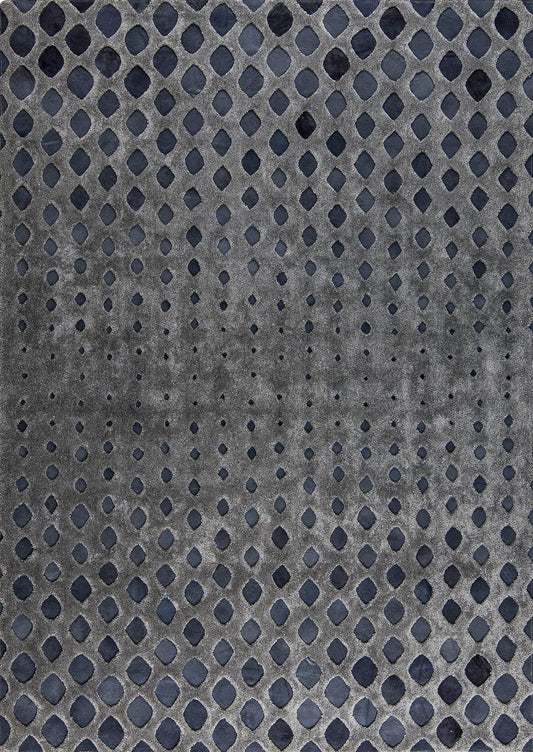 Luxury Geometric Contemporary Handmade Leather Tufted Rio Cursa Blue/Indigo Area Rug Carpet