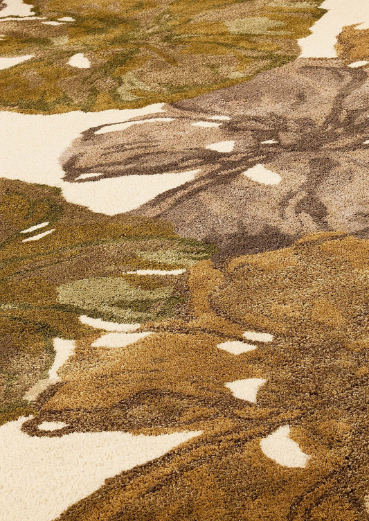 Hand-Tufted Stylized Floral Milano Fauna Fall Olive/Beige/Brown Area Rug Carpet