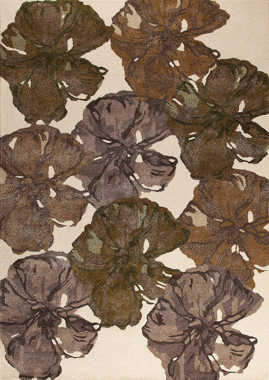 Hand-Tufted Stylized Floral Milano Fauna Fall Olive/Beige/Brown Area Rug Carpet