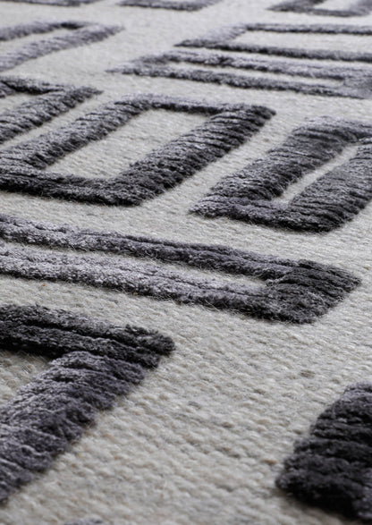Hand Woven Contemporary Geo Fermont Grey Area Rug