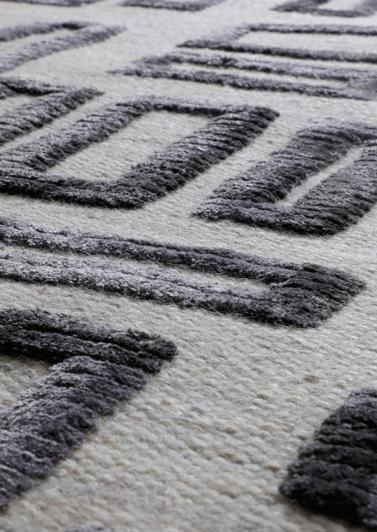 Hand Woven Contemporary Geo Fermont Grey Area Rug