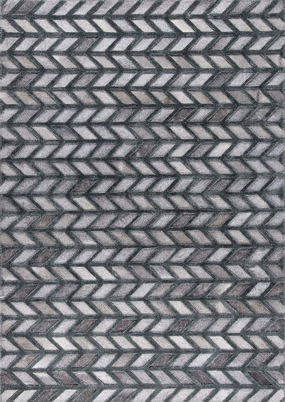 Luxury Geometric Contemporary Handmade Leather Tufted Rio Gamma Grey/Green Area Rug Carpet