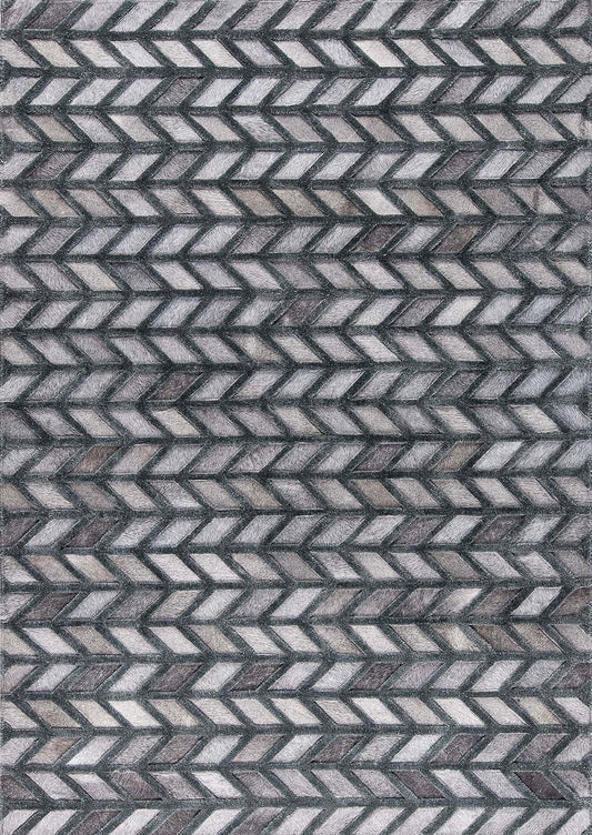 Luxury Geometric Contemporary Handmade Leather Tufted Rio Gamma Grey/Green Area Rug Carpet
