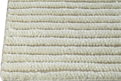 Hand Woven Striated Textured Surface Goa White Area Rug Carpet