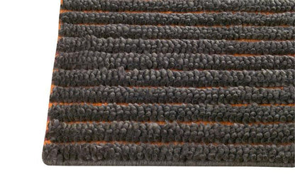 Hand Woven Striated Textured Surface Goa Grey Area Rug Carpet