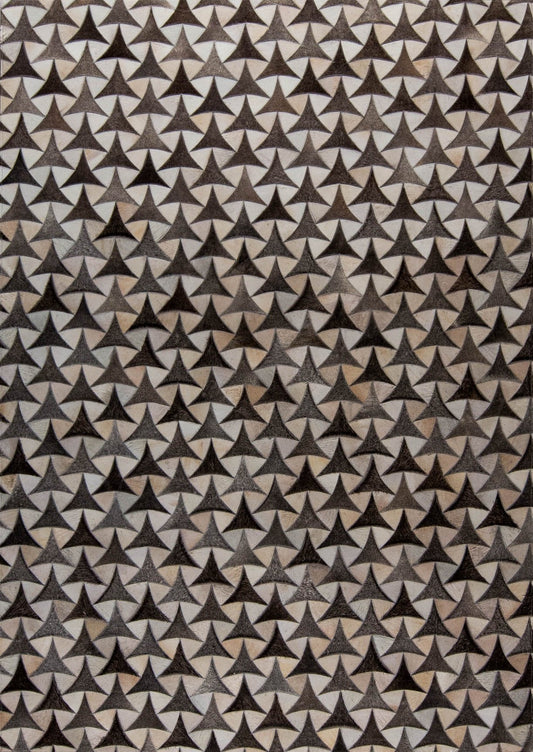 Luxury Geometric Contemporary Handmade Leather Gau Heka Grey Area Rug Carpet
