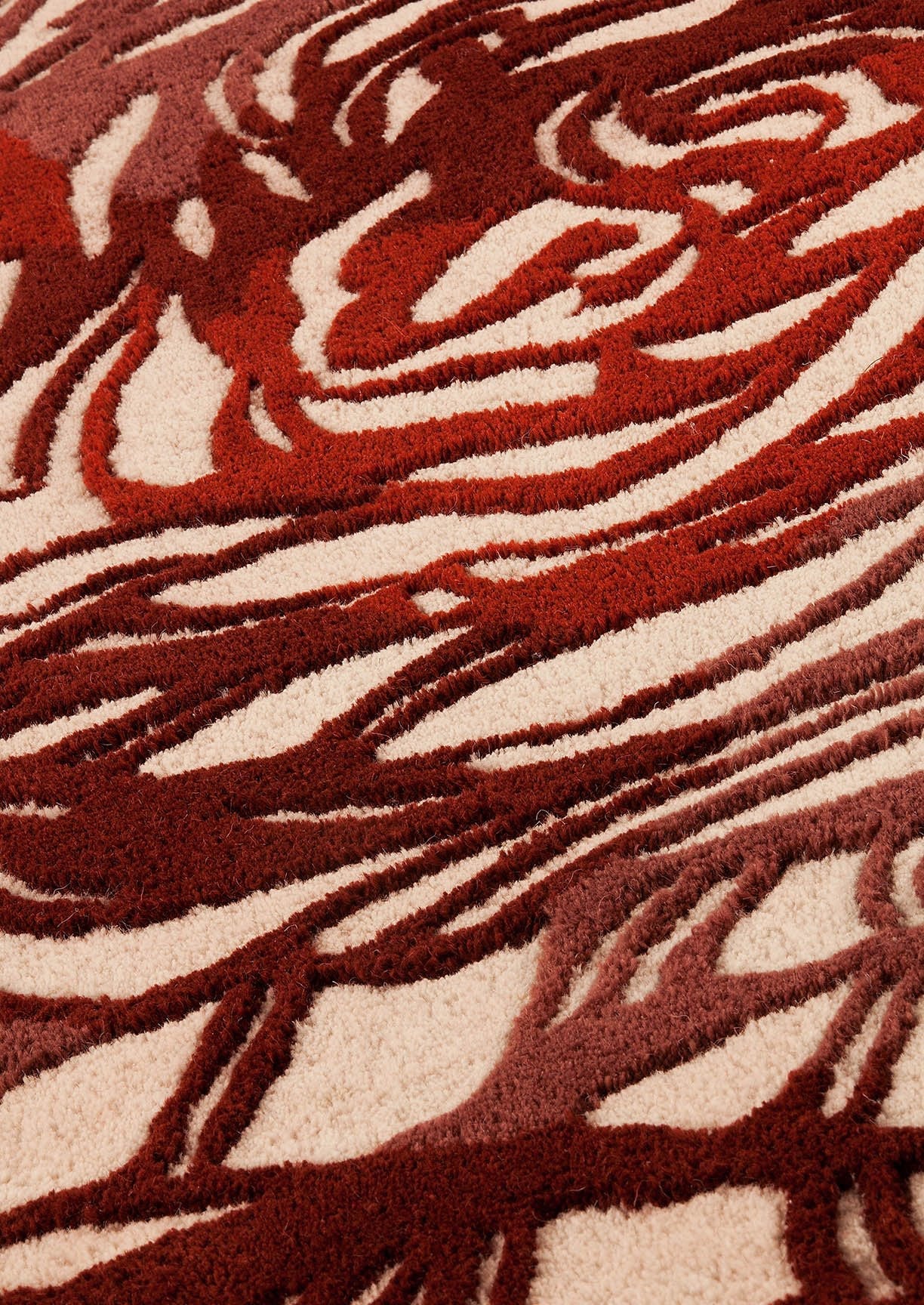 Hand-Tufted Floral Shaped Milano Hibiscus Burgundy Area Rug Carpet