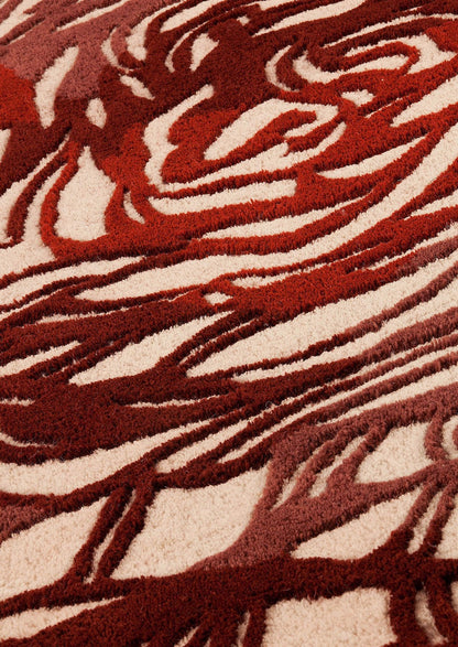 Hand-Tufted Floral Shaped Milano Hibiscus Burgundy Area Rug Carpet