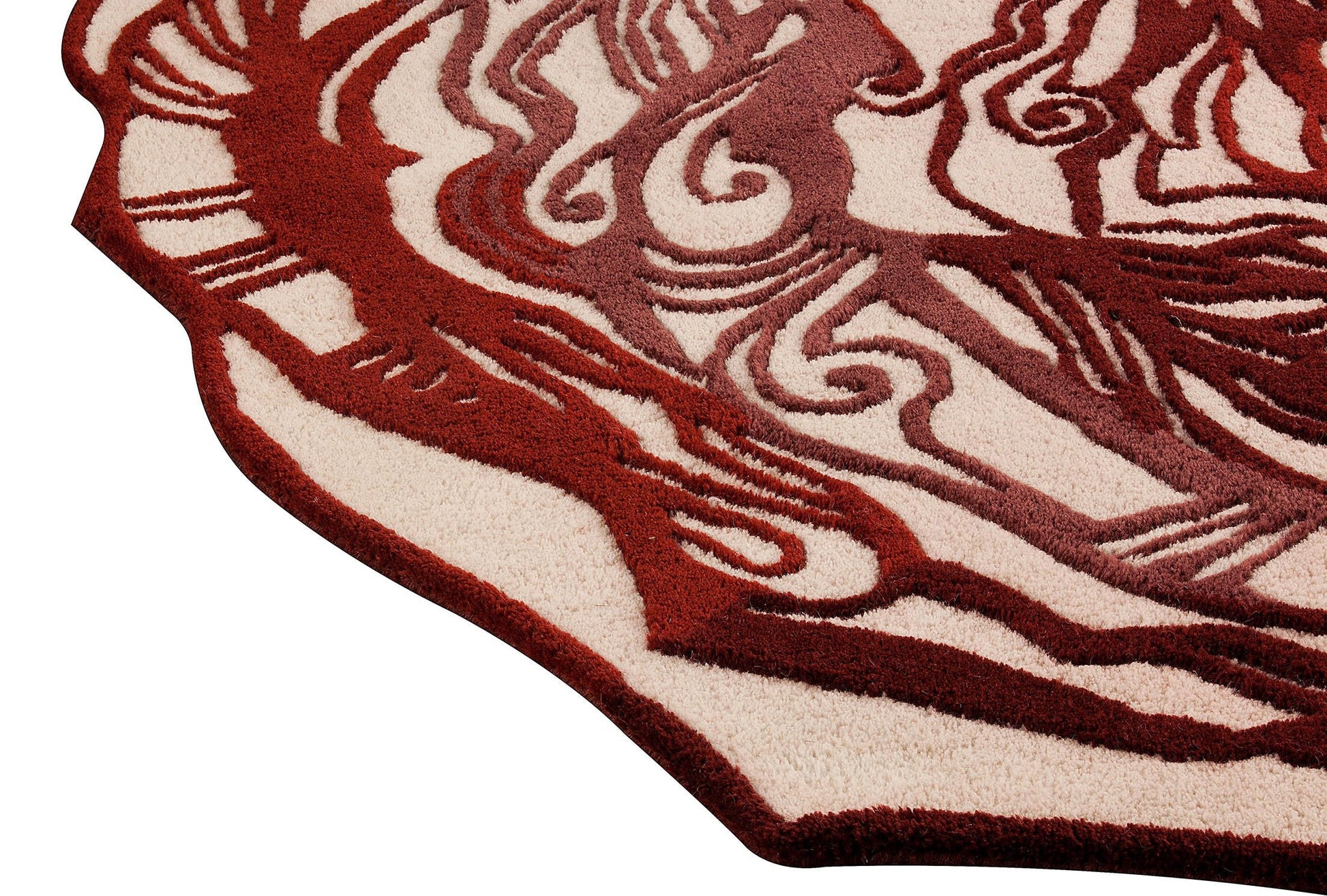 Hand-Tufted Floral Shaped Milano Hibiscus Burgundy Area Rug Carpet
