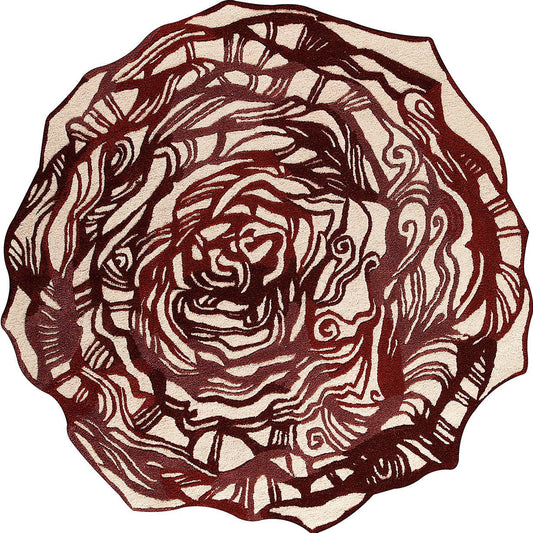 Hand-Tufted Floral Shaped Milano Hibiscus Burgundy Area Rug Carpet