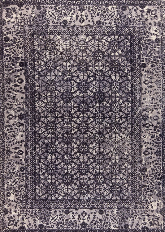 Modern Geometric Medallion Abstract Border Mariam Houston Grey Wool Area Rug Carpet,silver rug