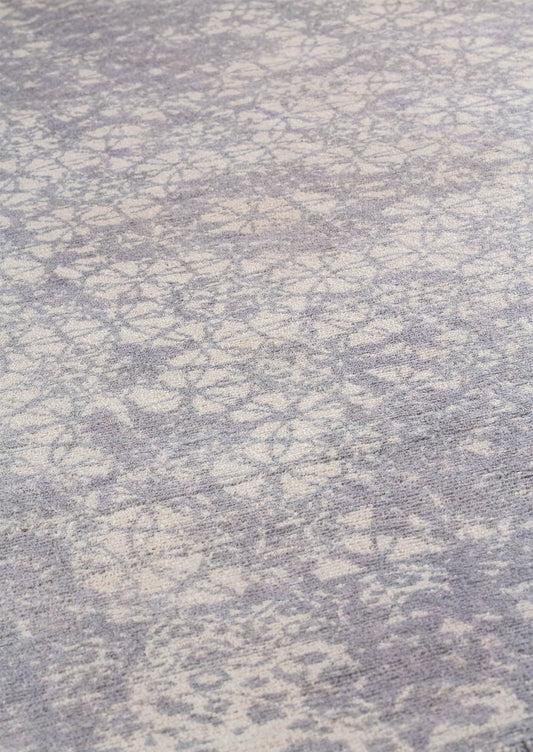 Modern Geometric Medallion Abstract Border Mariam Houston Silver Wool Area Rug Carpet,silver shag