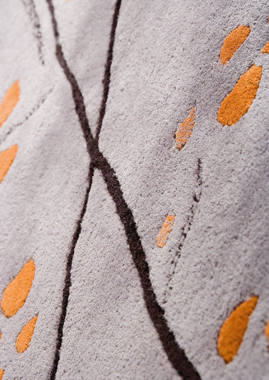 Hand-Tufted Abstract Floral Drawing Vinson Inari Grey/Orange Area Rug Carpet