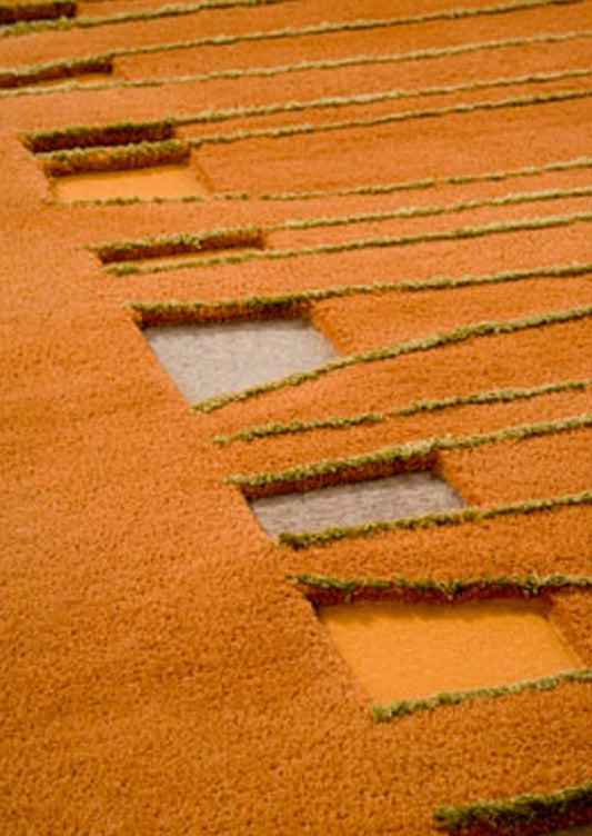 Contemporary Abstract Hand Tufted Blanc Jamaica Orange Area Rug Carpet