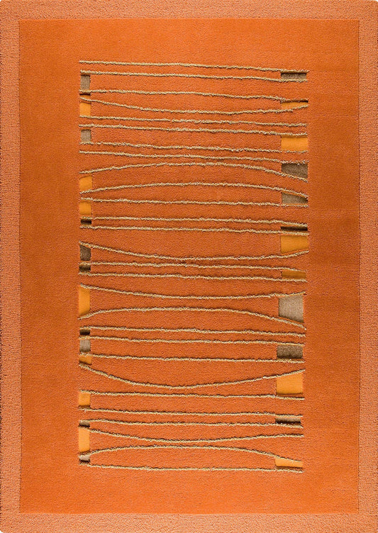 Contemporary Abstract Hand Tufted Blanc Jamaica Orange Area Rug Carpet