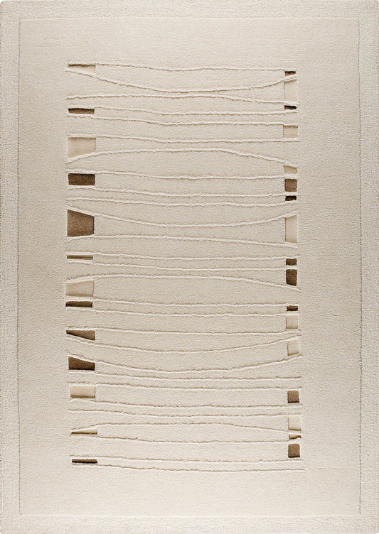 Contemporary Abstract Hand Tufted Blanc Jamaica White Area Rug Carpet
