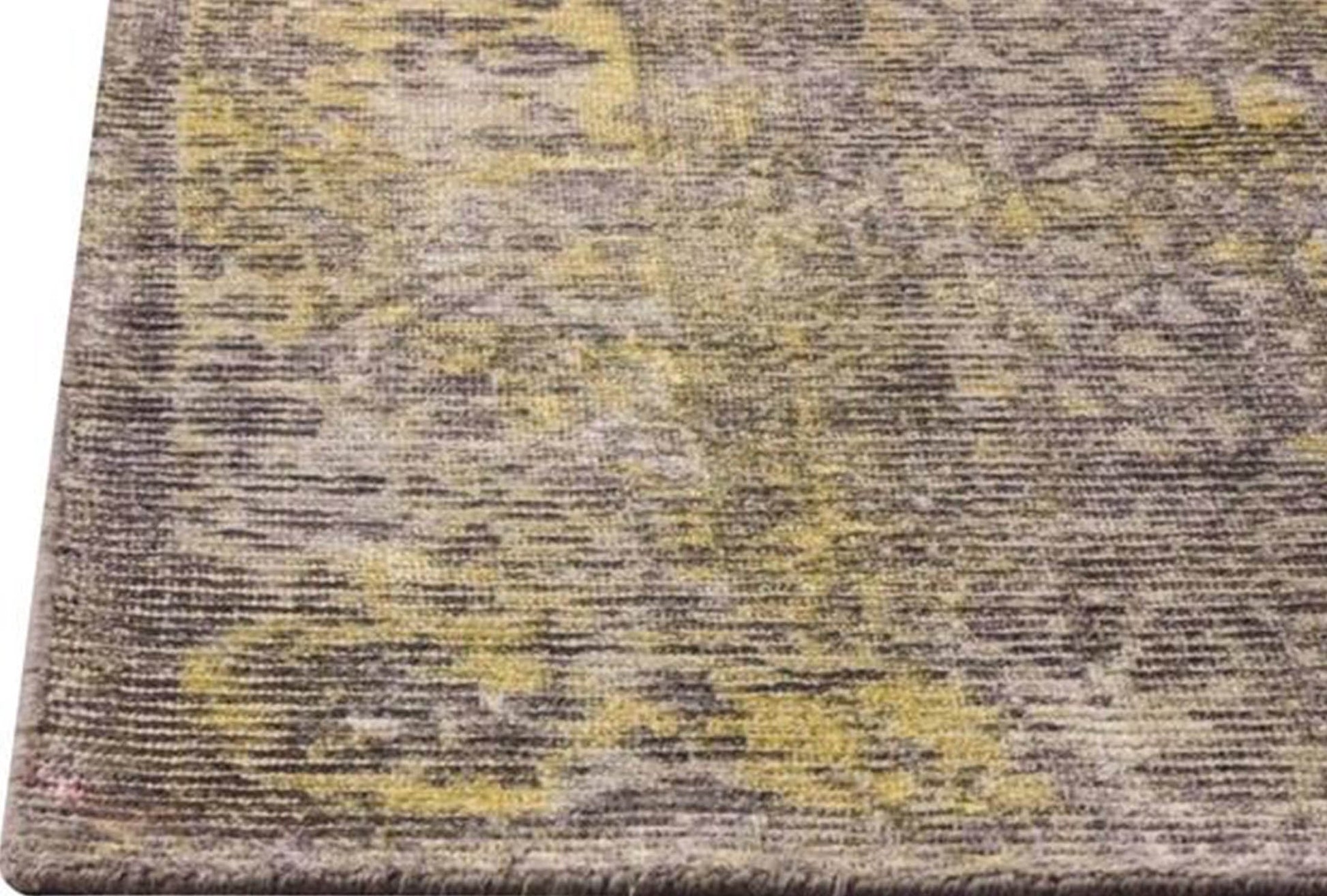 Contemporary Abstract Geo antiqued look Border Shah Kashmar Grey/Gold Area Rug Carpet