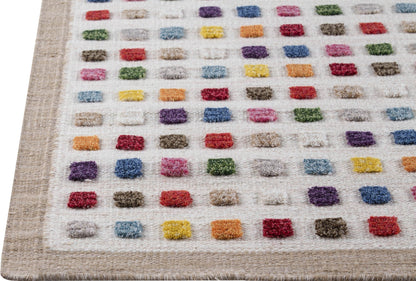 Hand-Woven High Low Geometric Border Khema1 Brown/Multi Area Rug Carpet