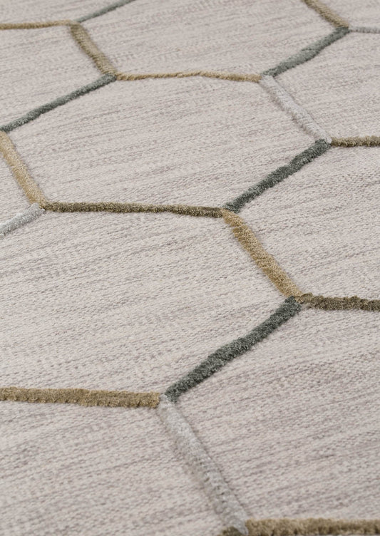 Hand Woven High-Low Geometric Kea Khema2 Grey Area Rug Carpet