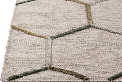 Hand Woven High-Low Geometric Kea Khema2 Grey Area Rug Carpet