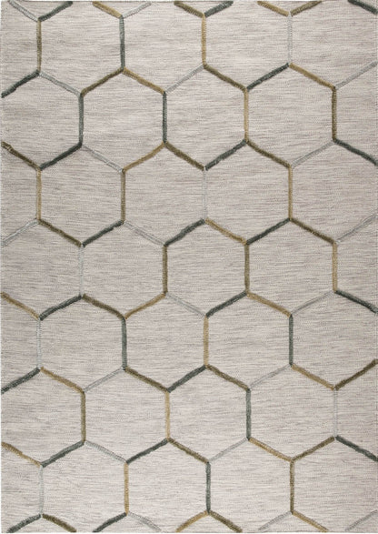 Hand Woven High-Low Geometric Kea Khema2 Grey Area Rug Carpet