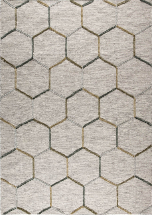 Hand Woven High-Low Geometric Kea Khema2 Grey Area Rug Carpet